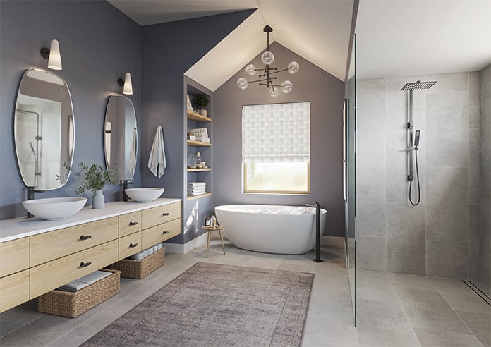 Gentle Palm, Stone - Motorised Roman Blind - Image 6